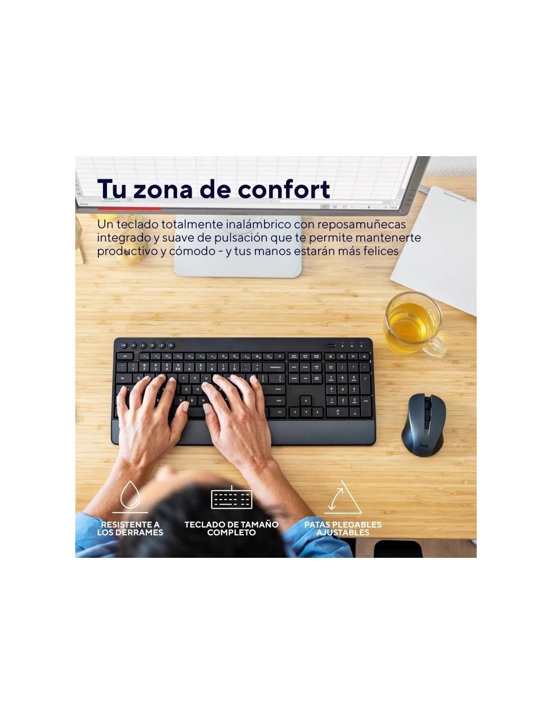 TECLADO + RATON TRUST TREZO WIRELESS BLACK ECO