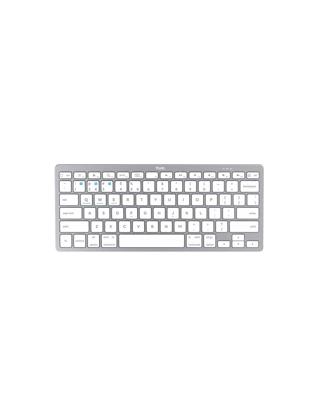 TECLADO TRUST BASICS SLIM WIRELESS BLUETOOTH TKL SILVER