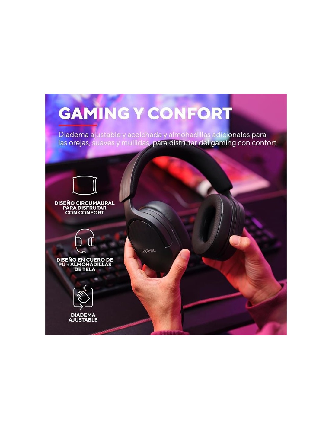 AURICULARES + MICROFONO TRUST GAMING GXT 489 FAYZO HEADSET MULTI BLACK