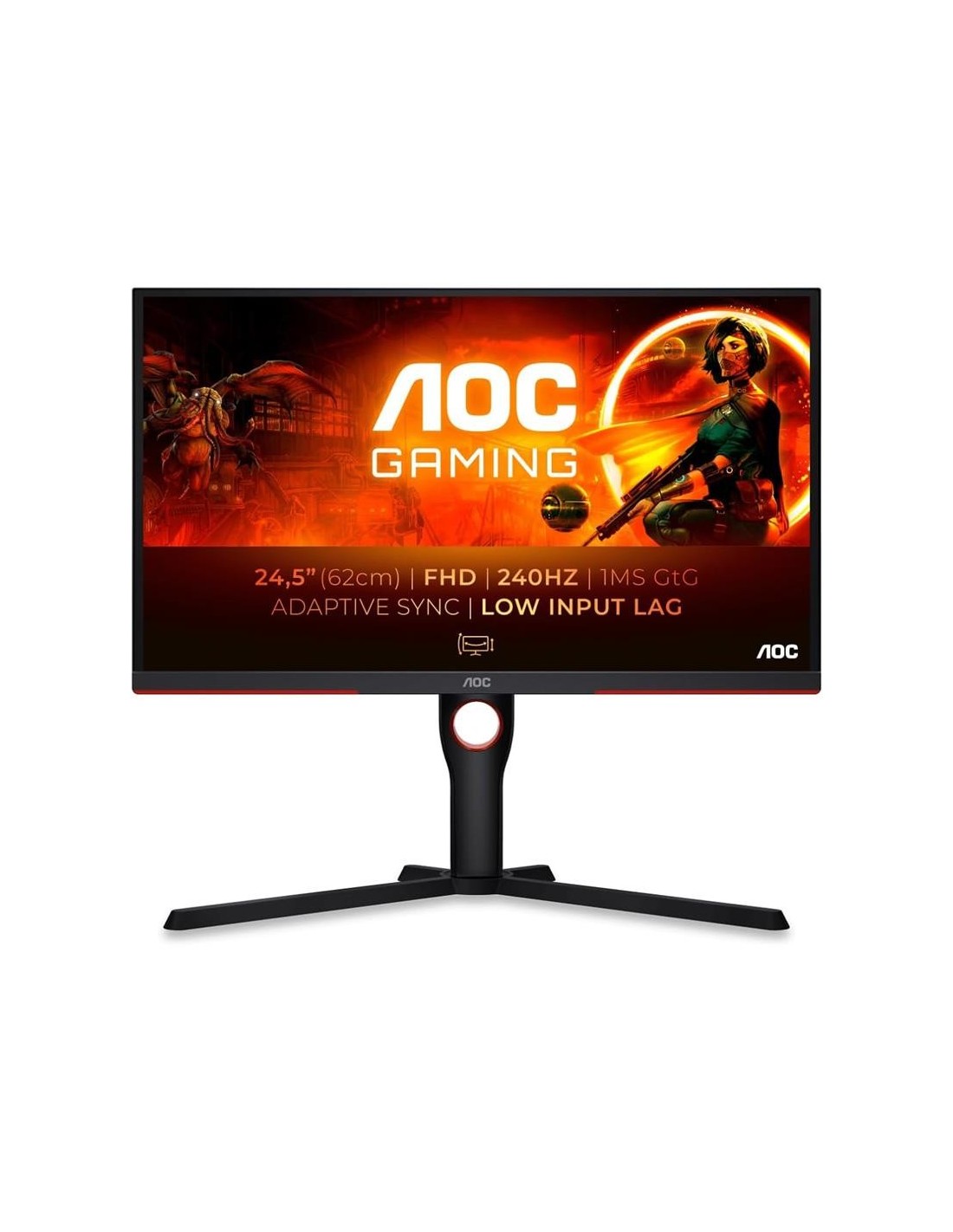 MONITOR GAMING AOC 24.5 240HZ MULTIMEDIA ERGONOMICO HDMI DP BLACK/RED