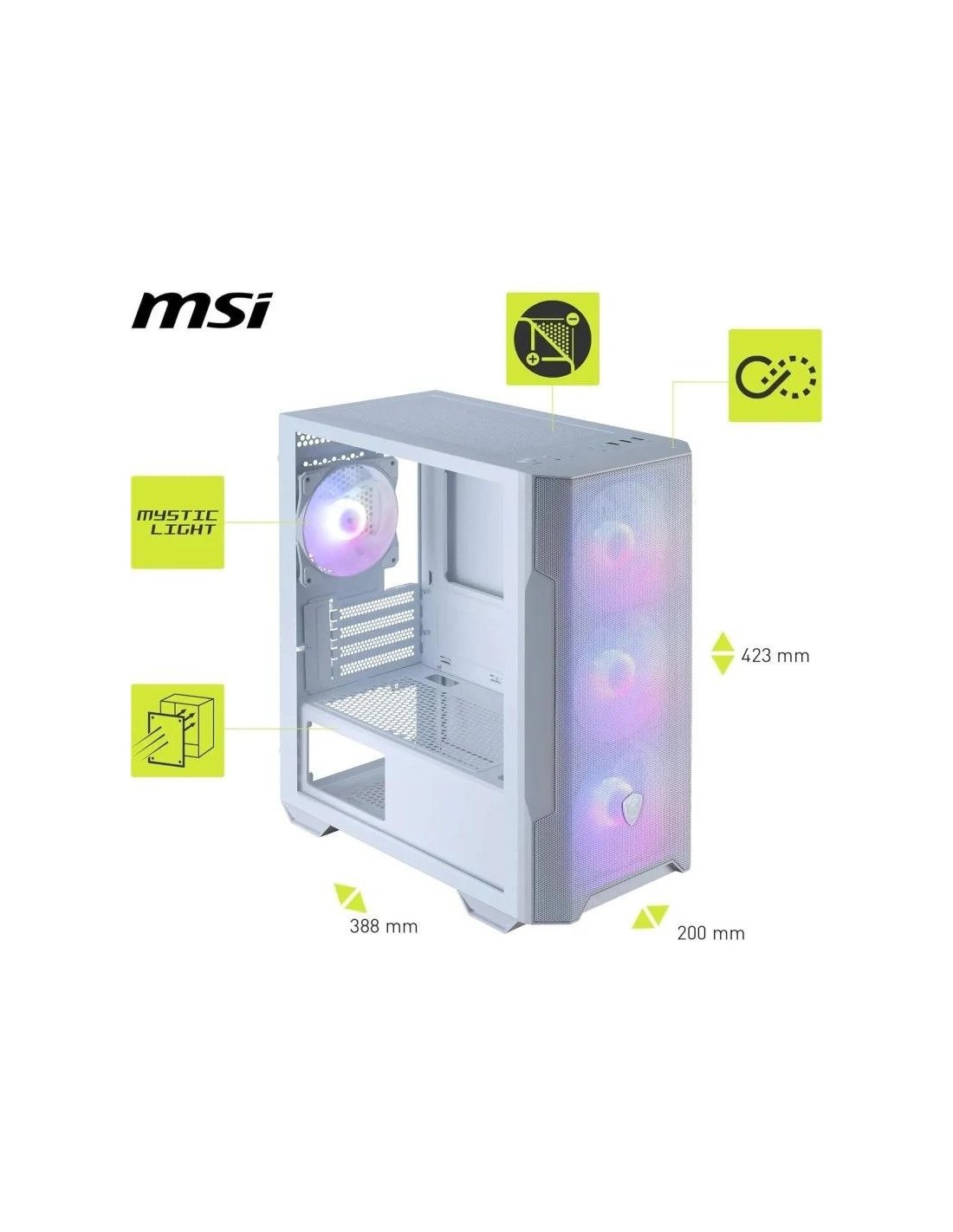 CAJA ORDENADOR GAMING MSI MAG FORGE M100R MATX ARGB WHITE