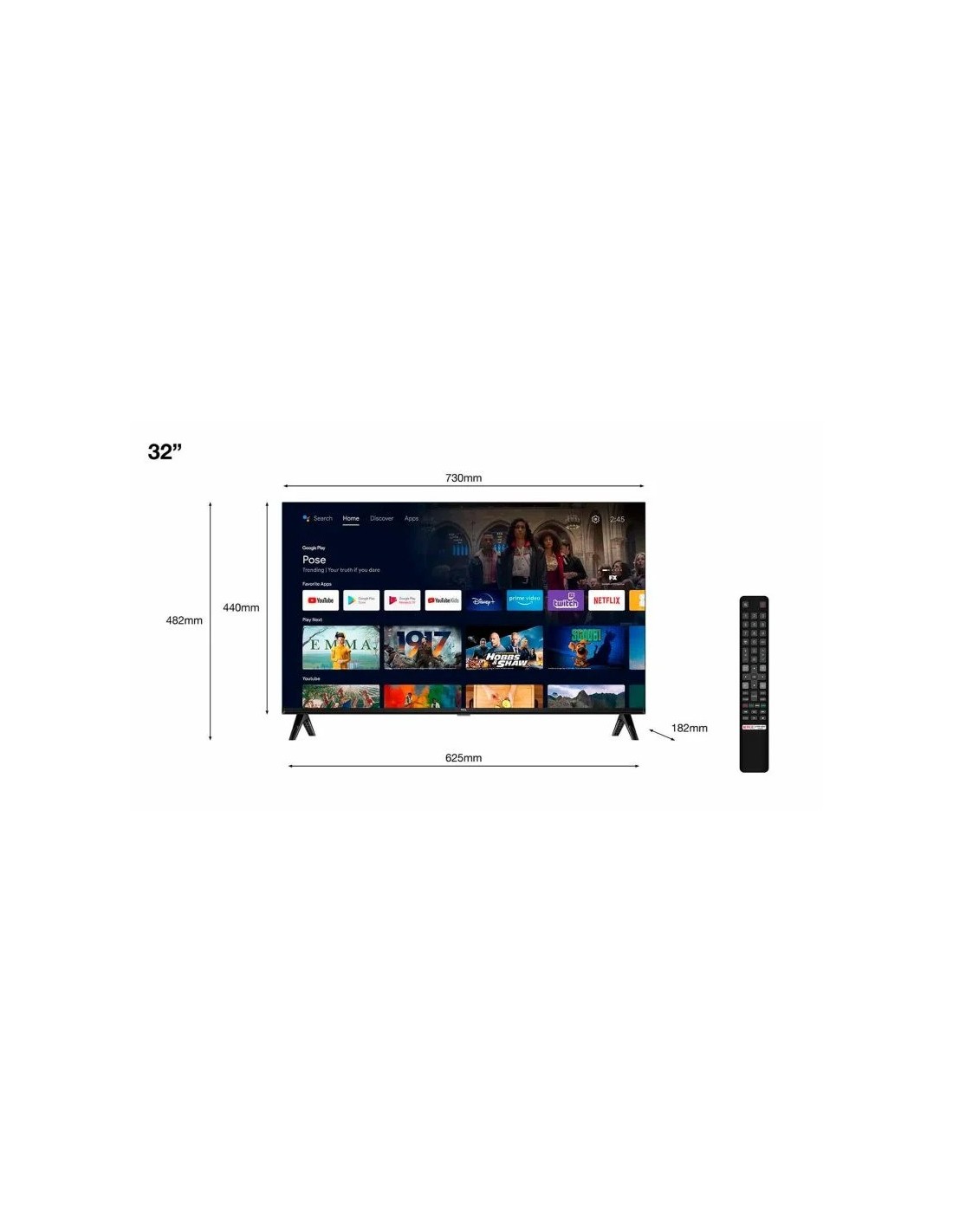 TELEVISOR LED TCL 32 HD USB SMART TV ANDROID WIFI BLUETOOTH HOTEL