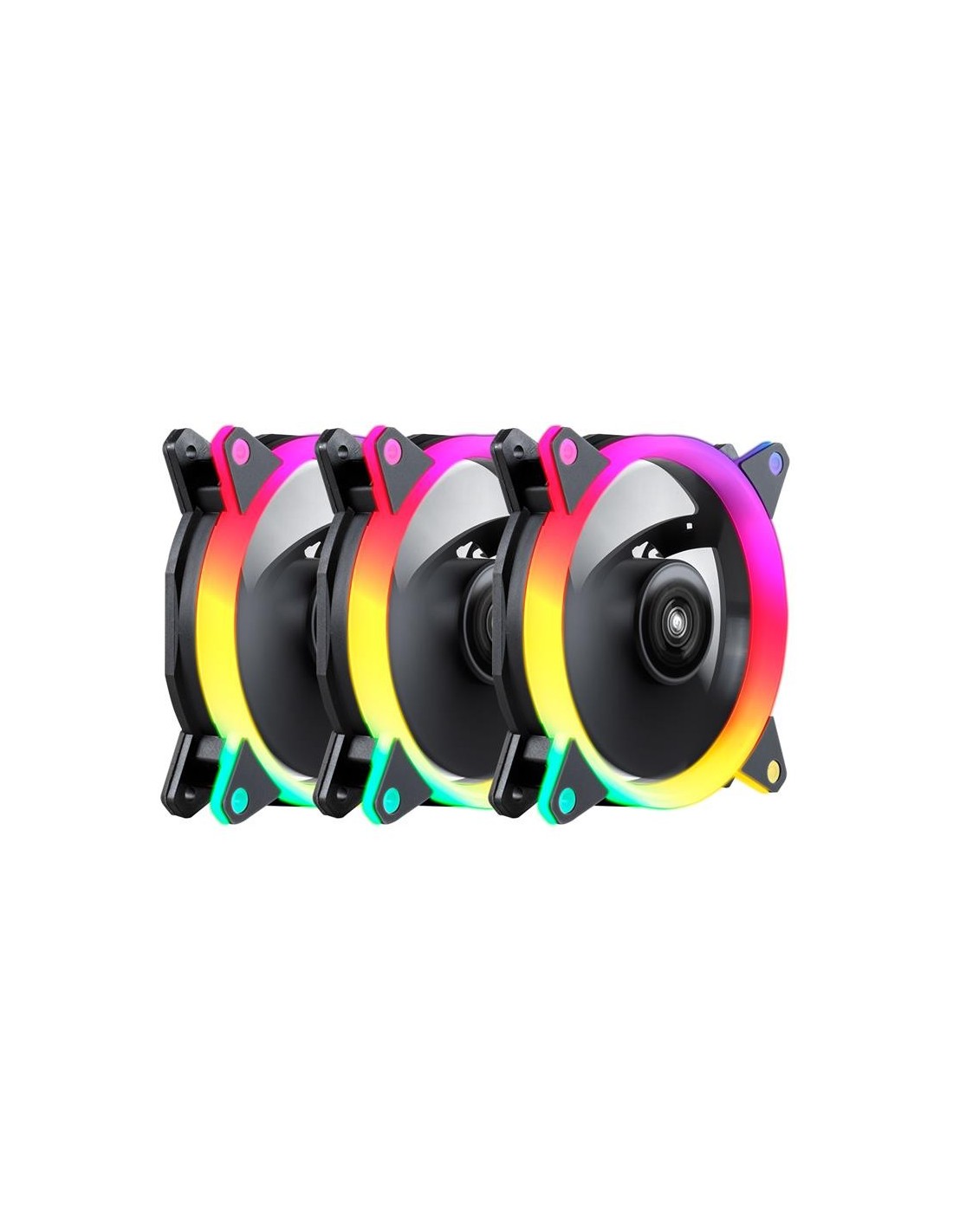PACK 3 VENTILADORES 12CM UNYKACH CANDY 30 ARGB + CONTROLADORA