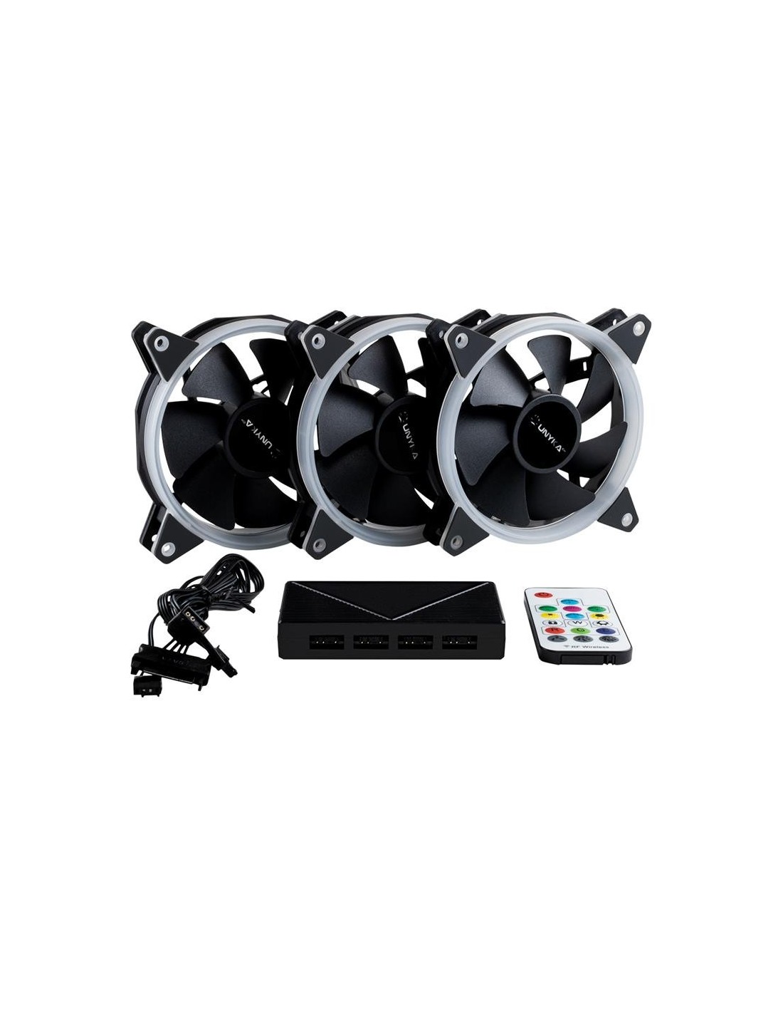 PACK 3 VENTILADORES 12CM UNYKACH CANDY 30 ARGB + CONTROLADORA