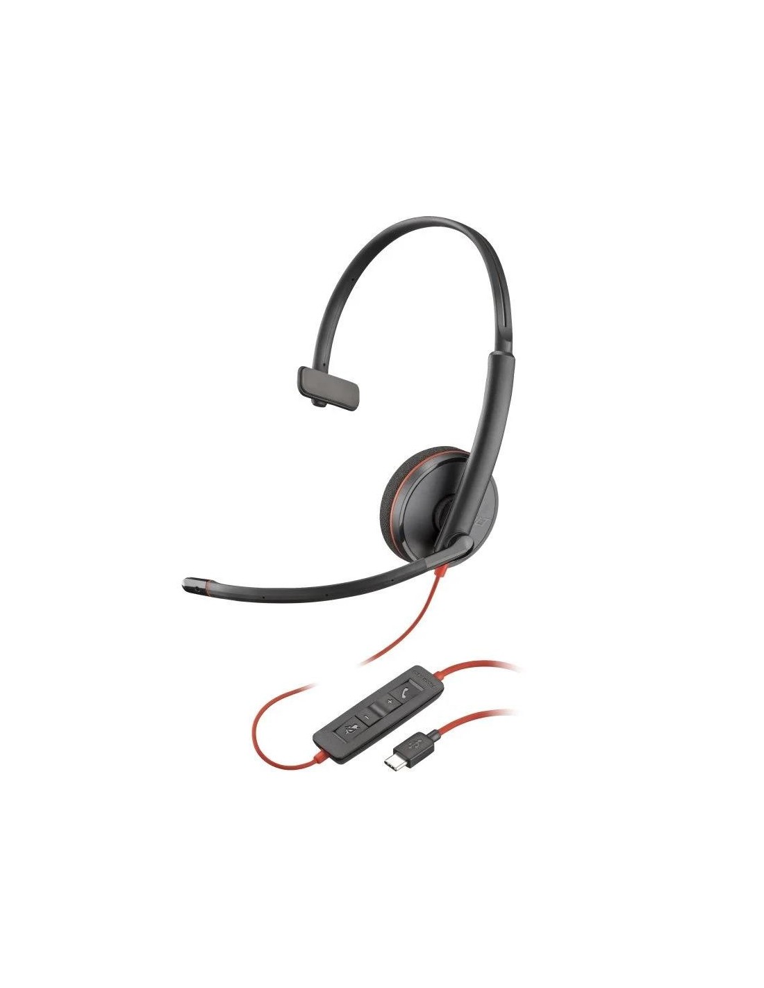 AURICULAR + MICROFONO POLY BLACKWIRE 3210 MONOAURAL USB-C + ADAPTADOR USB-A