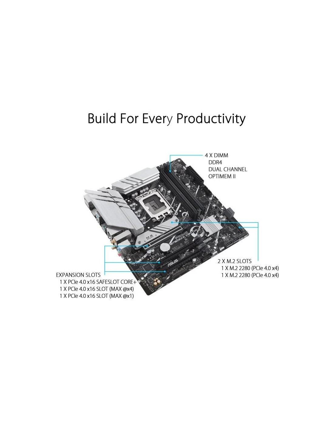 PLACA BASE ASUS B760M-A WIFI D4 M-ATX DDR4 HDMI + DP