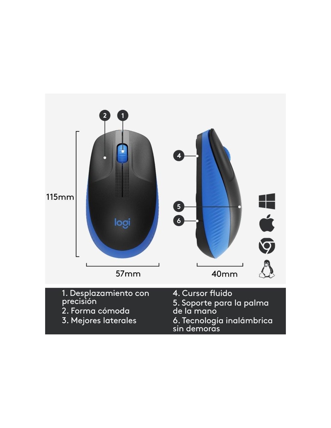 RATON LOGITECH M190 WIRELESS BLUE