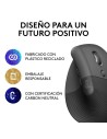 RATON LOGITECH LIFT VERTICAL WIRELESS ERGONOMIC 4000DPI 6 BOTONES BLACK