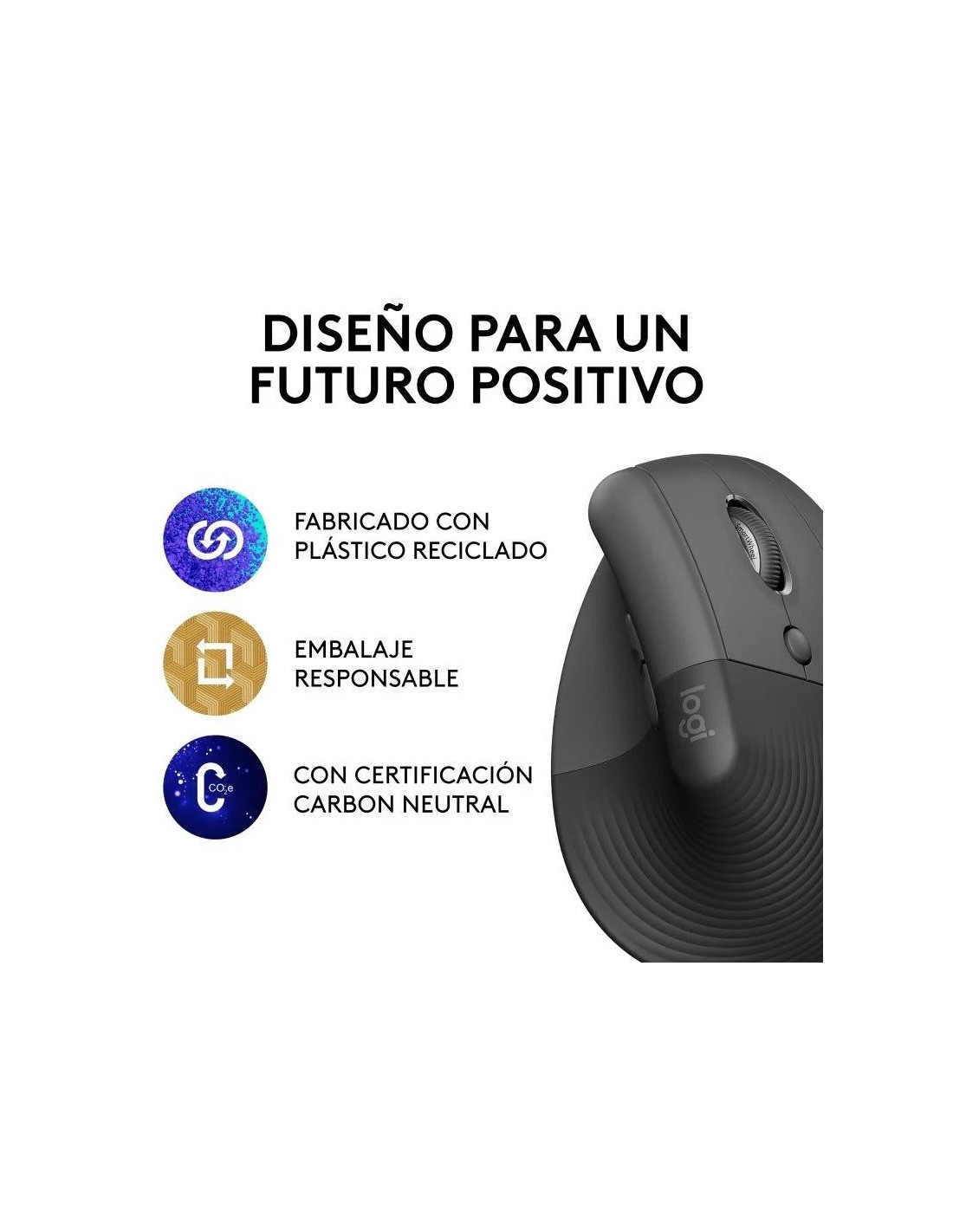 RATON LOGITECH LIFT VERTICAL WIRELESS ERGONOMIC 4000DPI 6 BOTONES BLACK