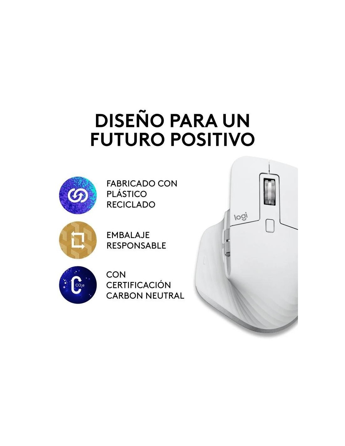 RATON LOGITECH MX MASTER 3S WIRELESS 8000DPI 7 BOTONES WHITE