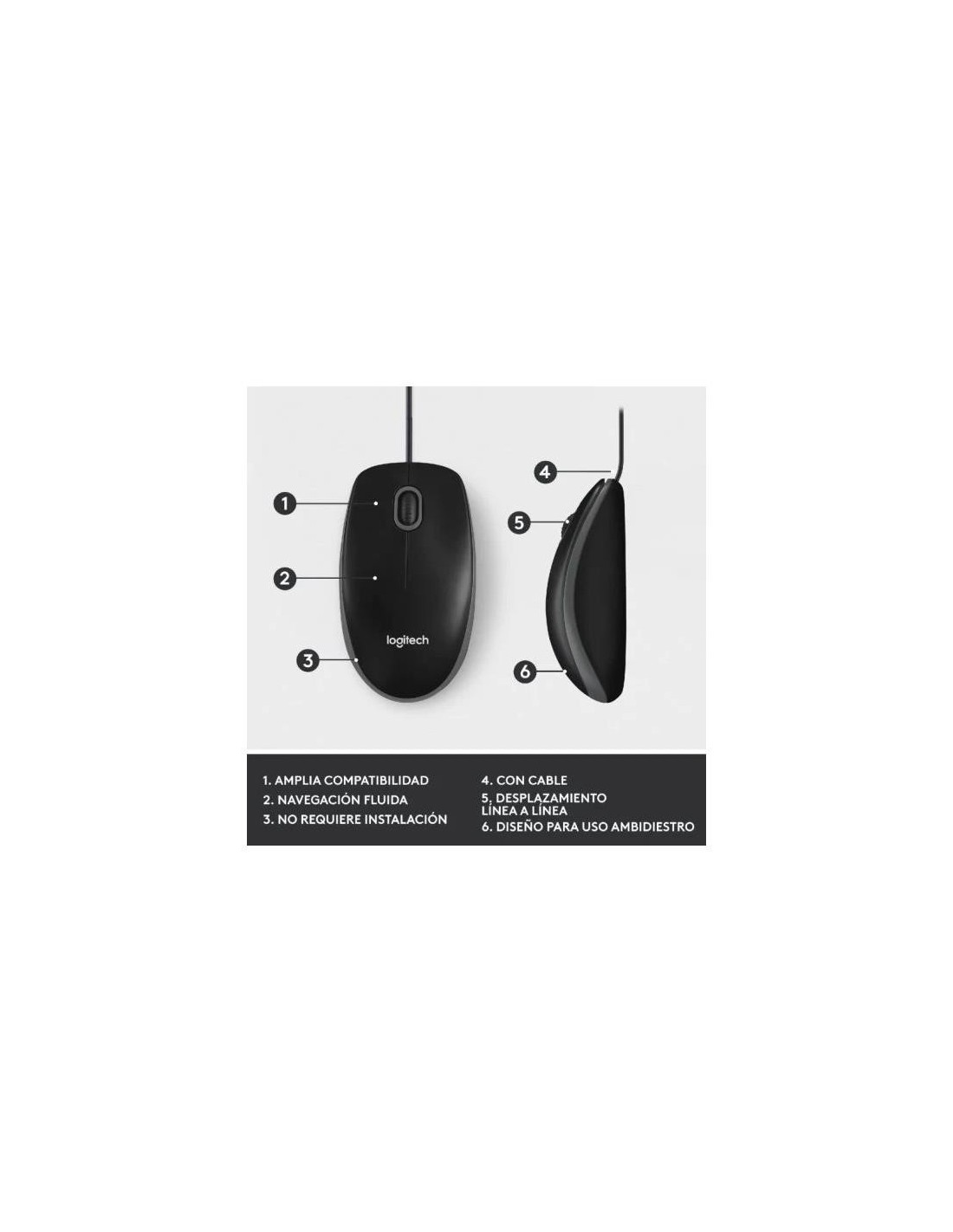 RATON LOGITECH M100 USB 1000DPI BLACK