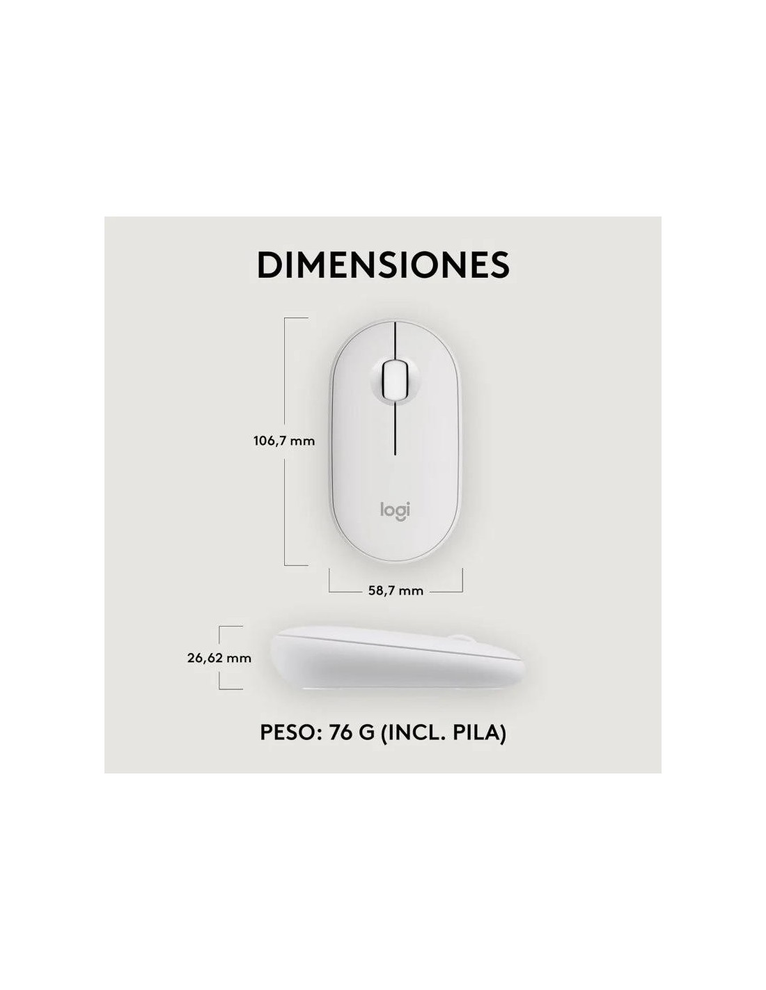 RATON LOGITECH PEBBLE 2 M350S WIRELESS WHITE