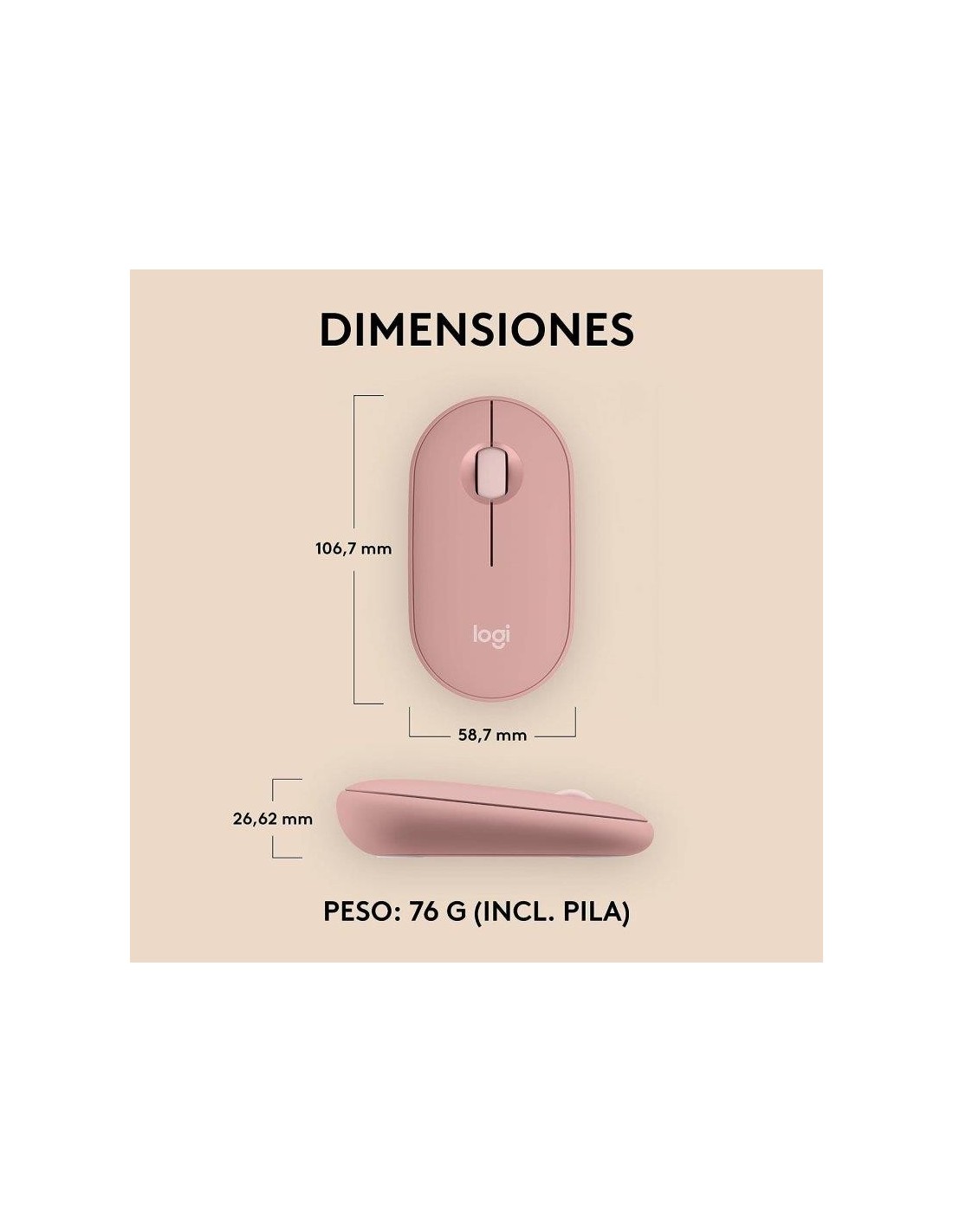 RATON LOGITECH PEBBLE 2 M350S WIRELESS ROSE
