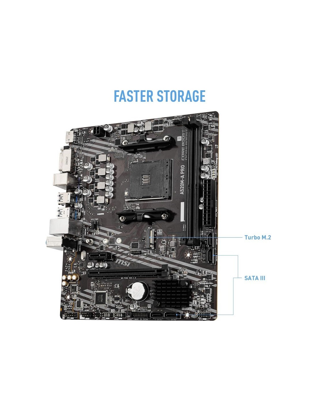 PLACA BASE MSI A520M-A PRO AMD AM4 DVI + HDMI