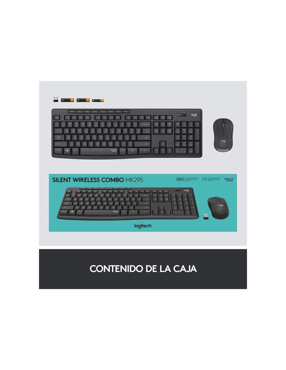 TECLADO + RATON LOGITECH MK295 WIRELESS SILENT GRAFITO