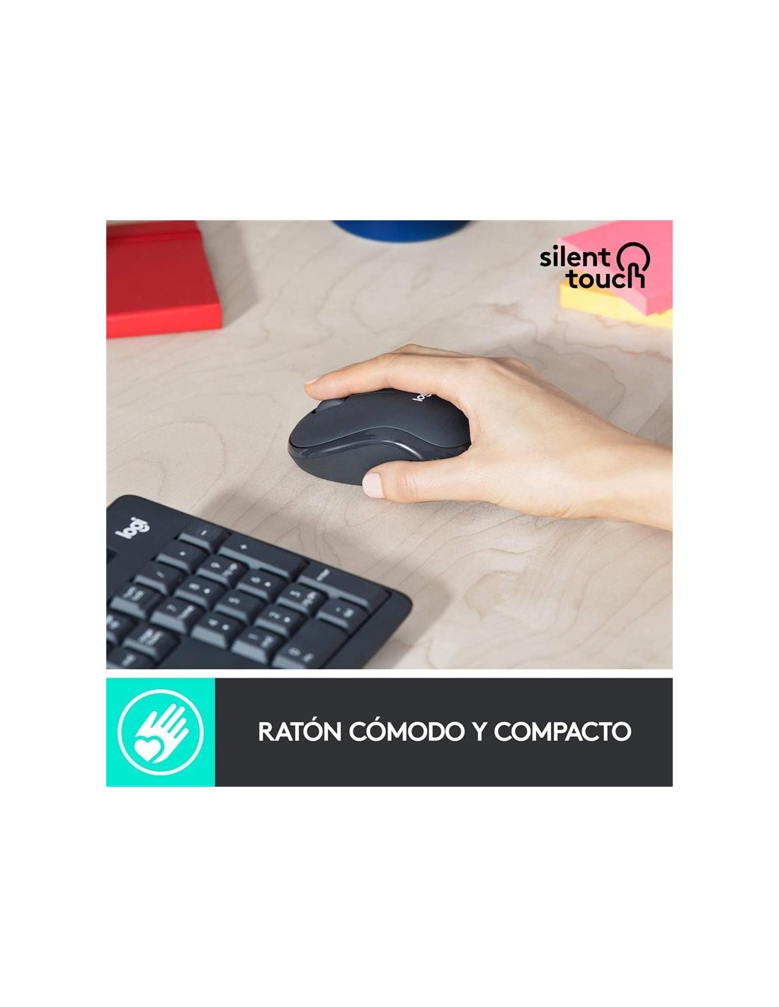 TECLADO + RATON LOGITECH MK295 WIRELESS SILENT GRAFITO