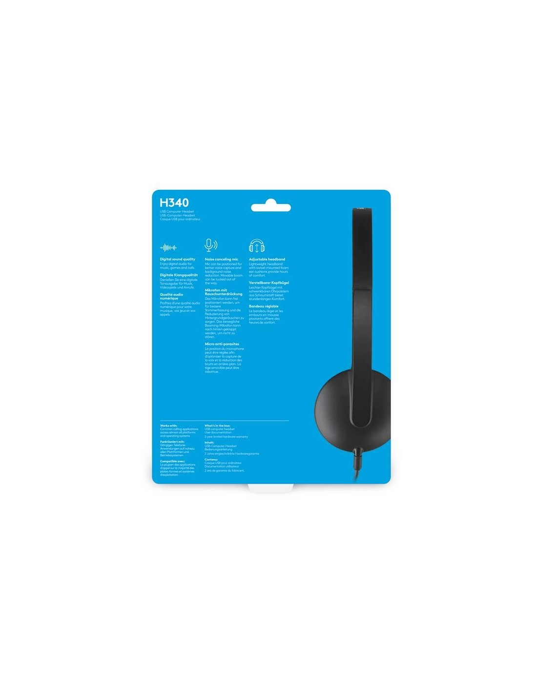 AURICULARES+ MICROFONO LOGITECH H340 USB BLACK