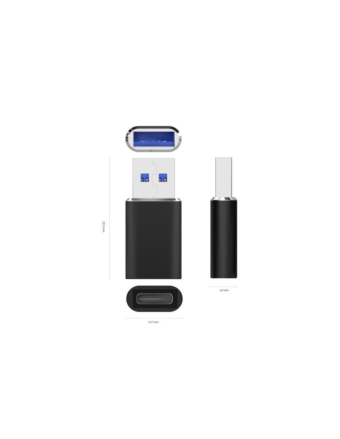 ADAPTADOR AISENS USB 3.2 GEN2 USB-C/H A USB/M BLACK