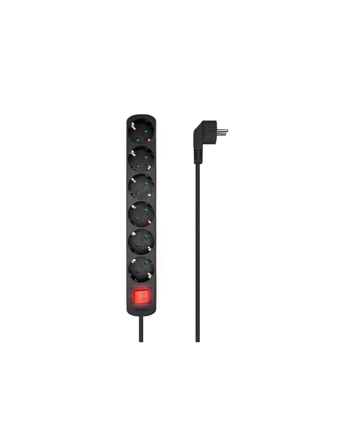 REGLETA AISENS 6 SCHUKOS PROTECCION INTERRUPTOR 1,4M BLACK
