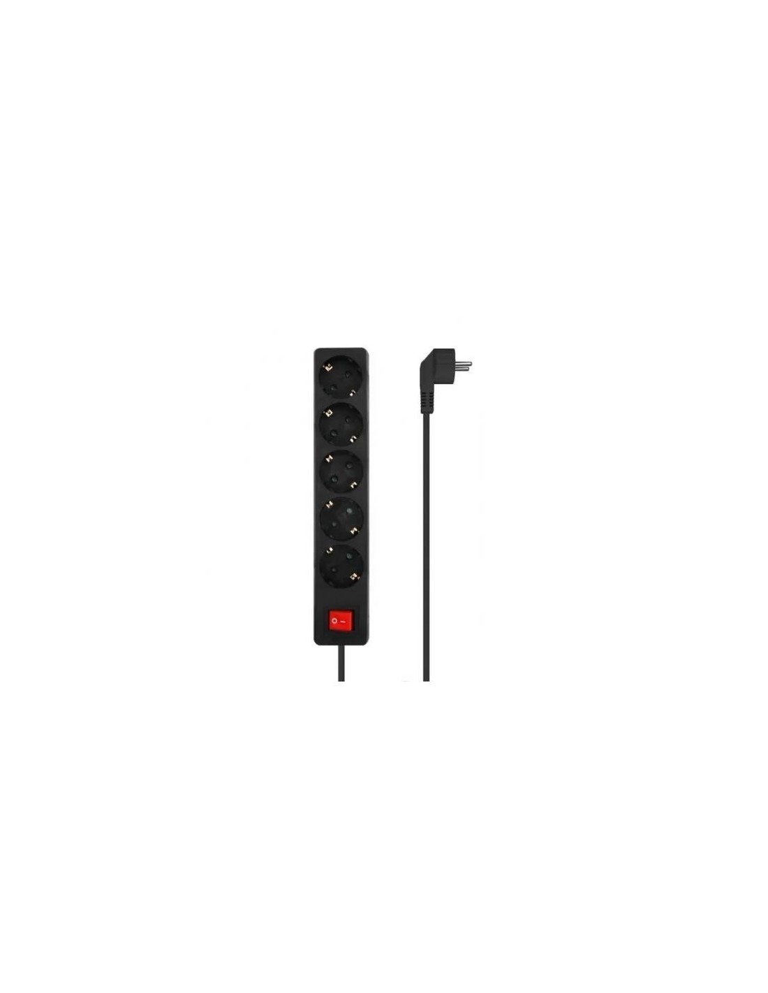 REGLETA AISENS 5 SCHUKOS PROTECCION INTERRUPTOR 1,4M BLACK