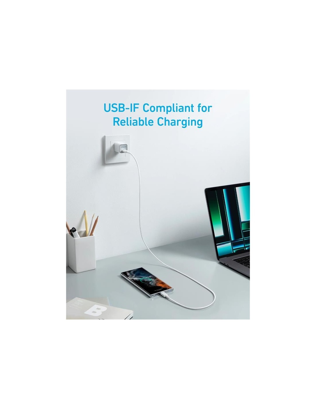 CABLE ANKER 322 USB-C TRENZADO 1.8M 60W WHITE