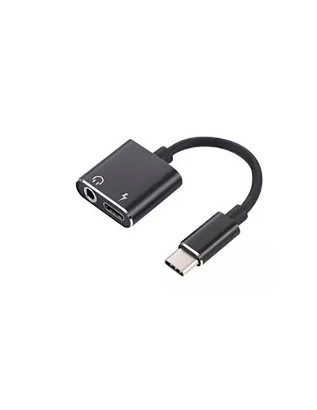 ADAPTADOR 2 EN 1 USB-C A AUDIO 3.5MM + USB-C 15CM BLACK