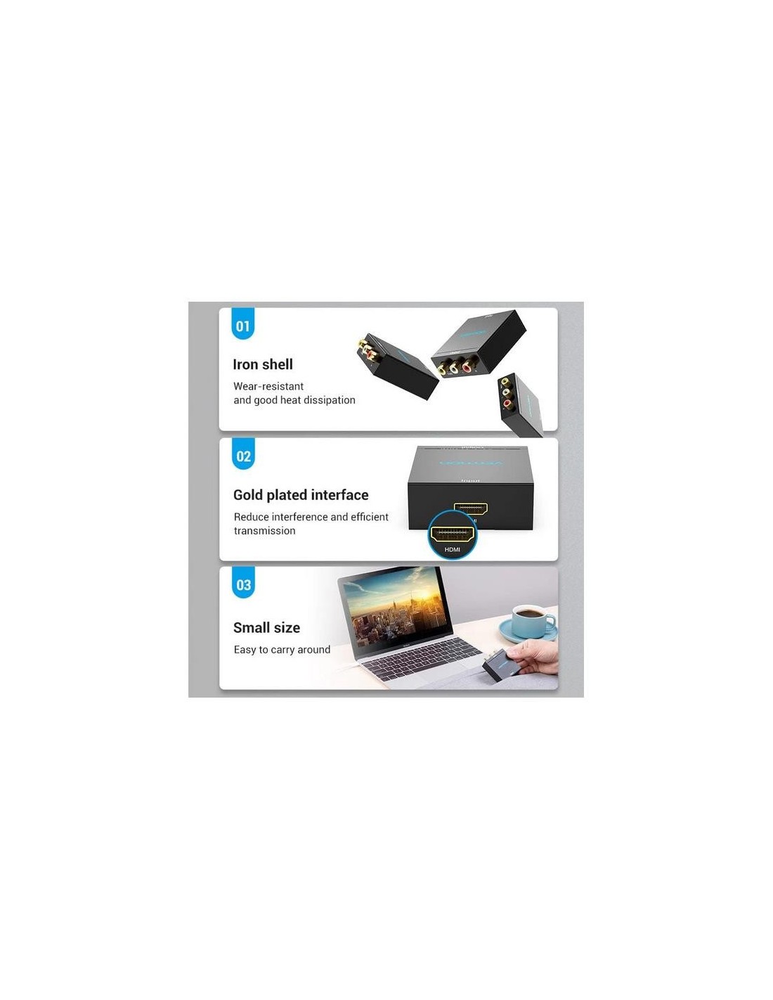 CONVERSOR VENTION HDMI/H - RCA/H MINIUSB/H BLACK