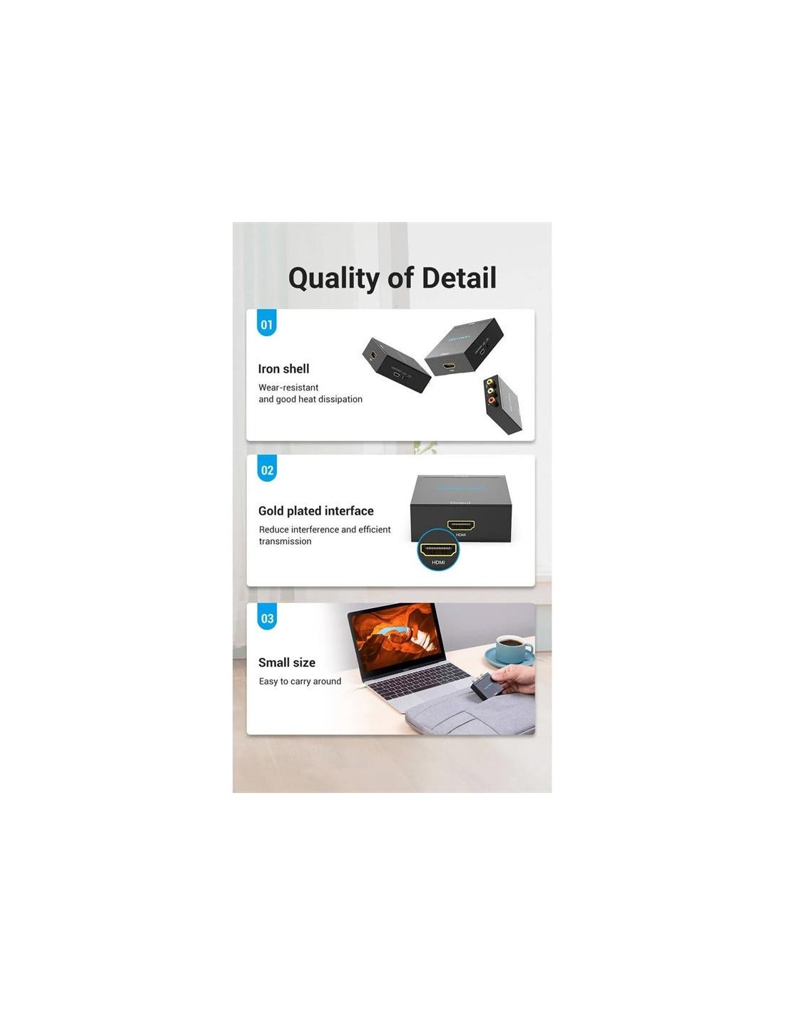 CONVERSOR VENTION RCA/H - HDMI/H MINIUSB/H BLACK