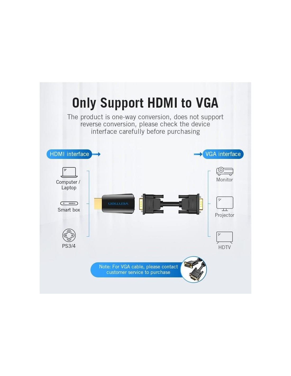 ADAPTADOR CONVERSOR VENTION HDMI/M A VGA/H AUDIO JACK 3.5 BLACK
