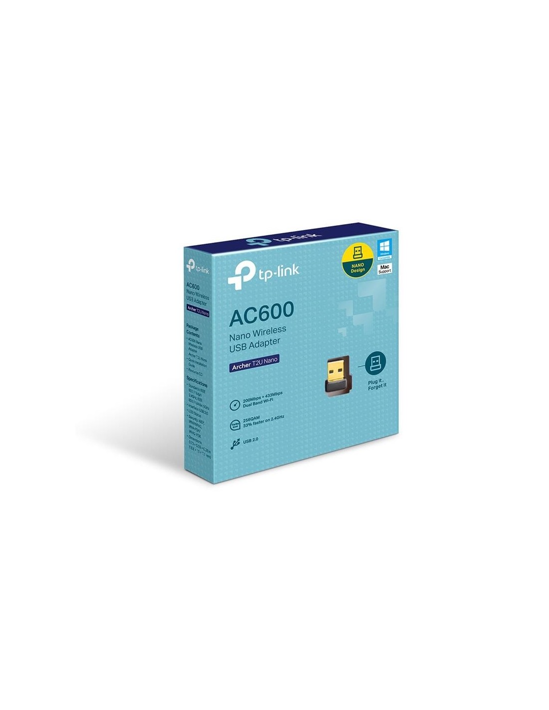 WIRELESS ADAPTADOR USB TP-LINK ARCHER T2U NANO 600MBPS