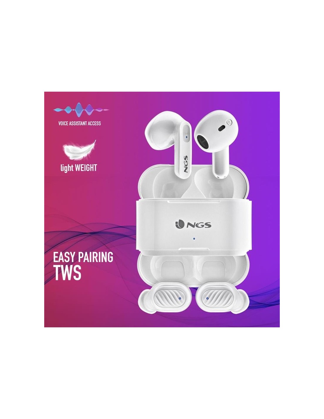 AURICULARES NGS ARTICA DUO EARPHONES BLUETOOTH WIRELESS WHITE ( PACK 2UD )