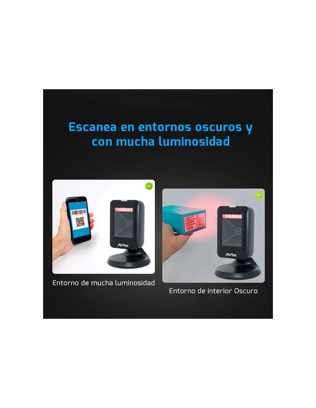 LECTOR AVPOS CODIGOS 1D + 2D + QR 630 SOBREMESA USB