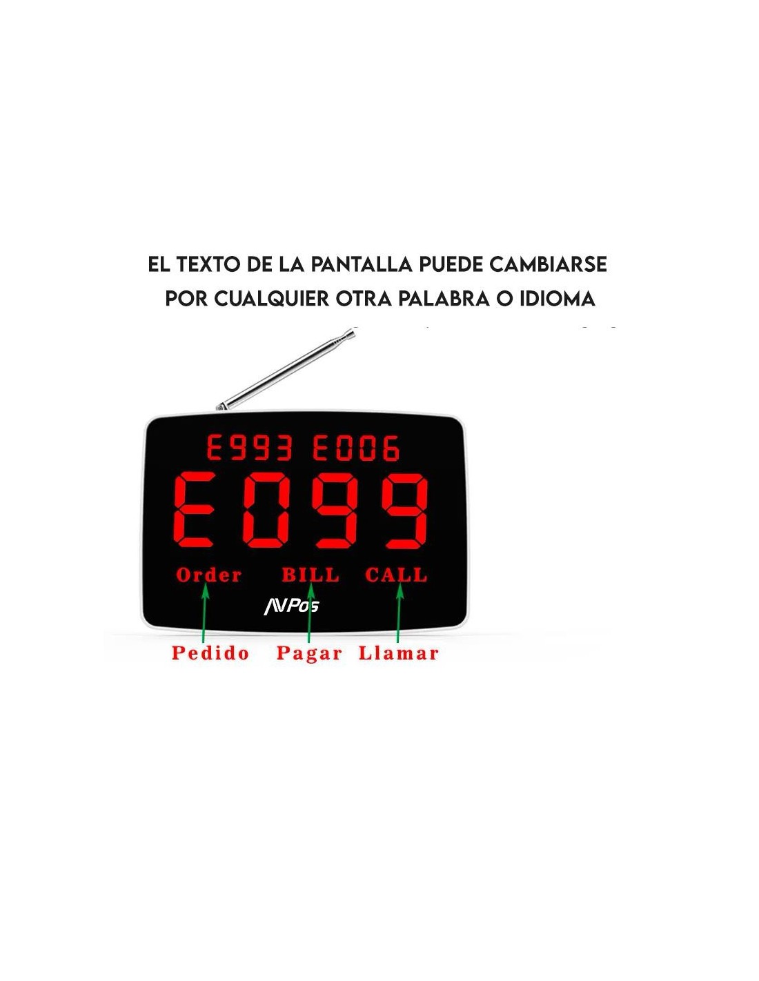 PANTALLA AVISADOR DE CAMAREROS AVPOS