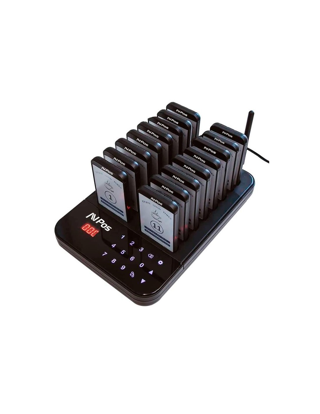 AVISADOR DE CLIENTES AVPOS 16 UDS + BASE DE CARGA