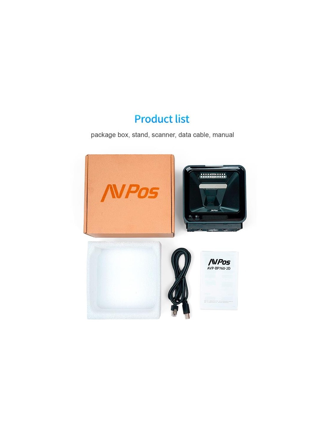 LECTOR CODIGOS AVPOS 1D +2D + QR BP760 OMNIDIRECCIONAL SOBREMESA USB