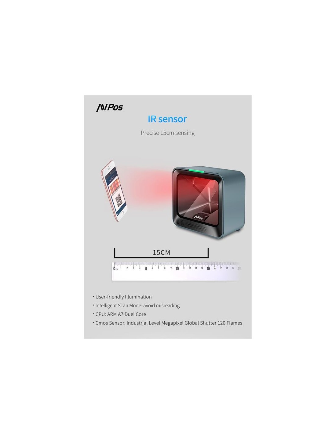 LECTOR CODIGOS AVPOS 1D +2D + QR BP760 OMNIDIRECCIONAL SOBREMESA USB