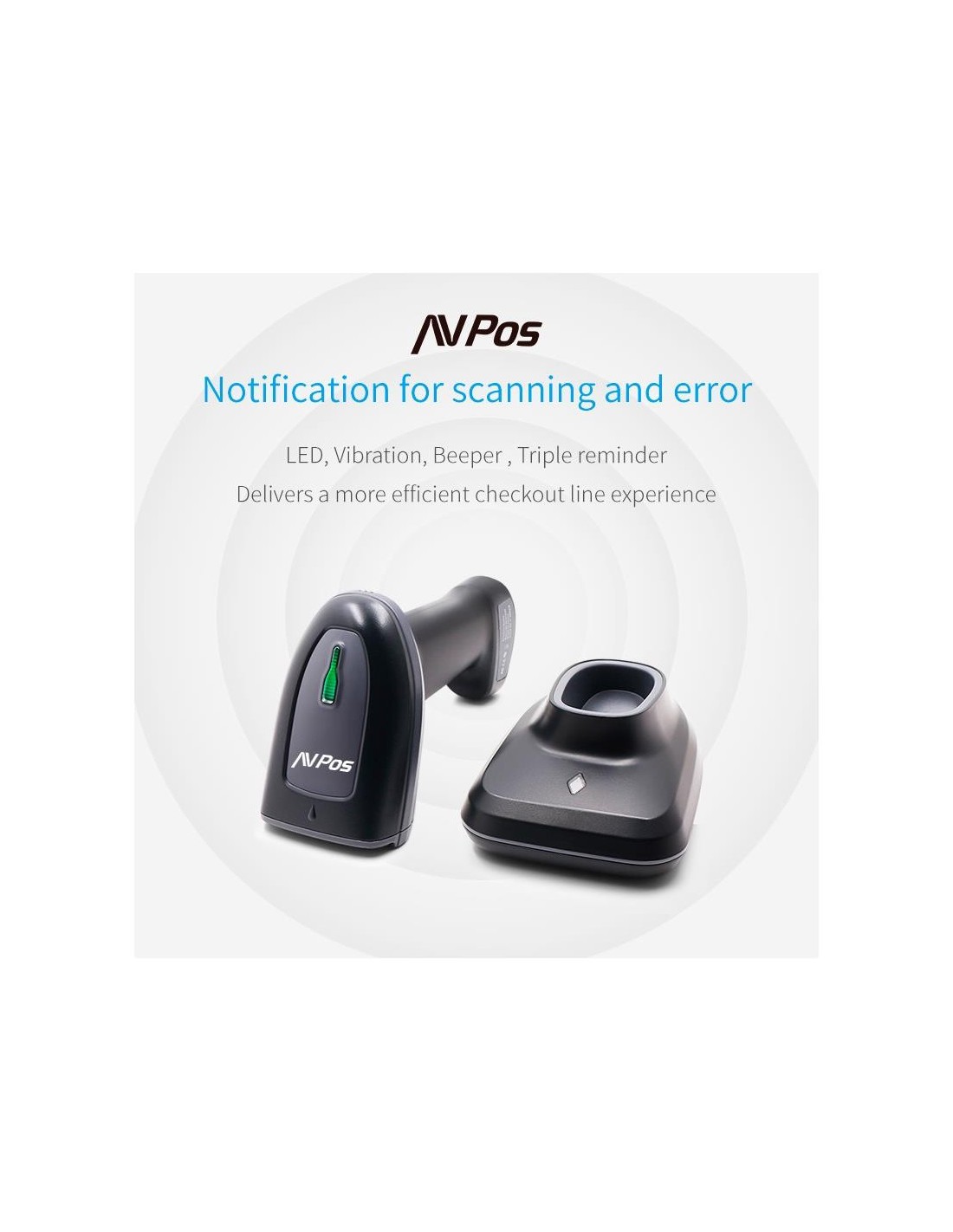 LECTOR AVPOS CODIGOS 1D + 2D +QR BT230 WIRELESS 2.4 + BLUETOOTH + USB
