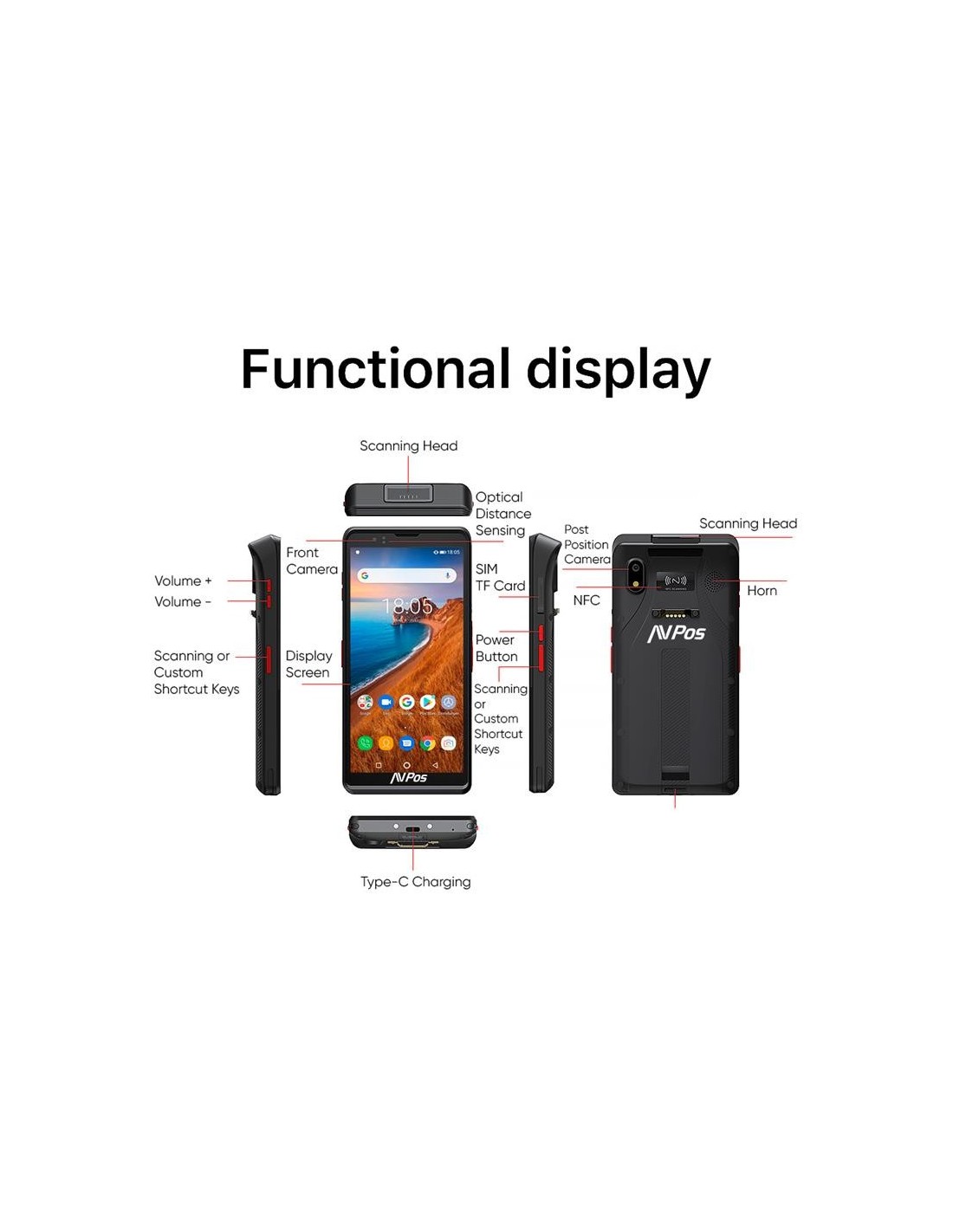 CAPTURADOR PDA AVPOS DC60 6 OCTA/4GB/64GB/NFC/2D/4G/FUNDA ANDROID
