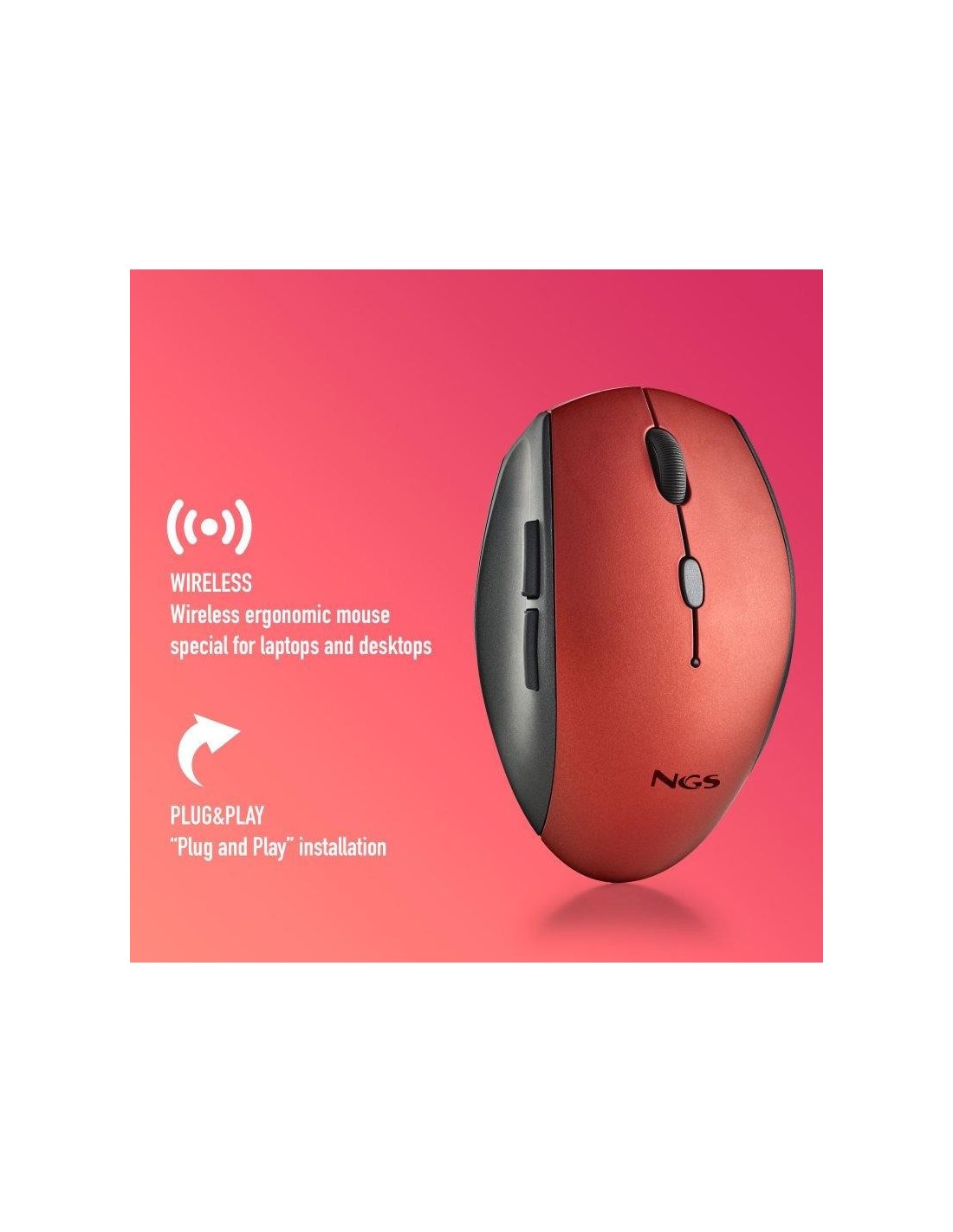 RATON NGS BEE RED ERGONOMICO WIRELESS SILENT RED