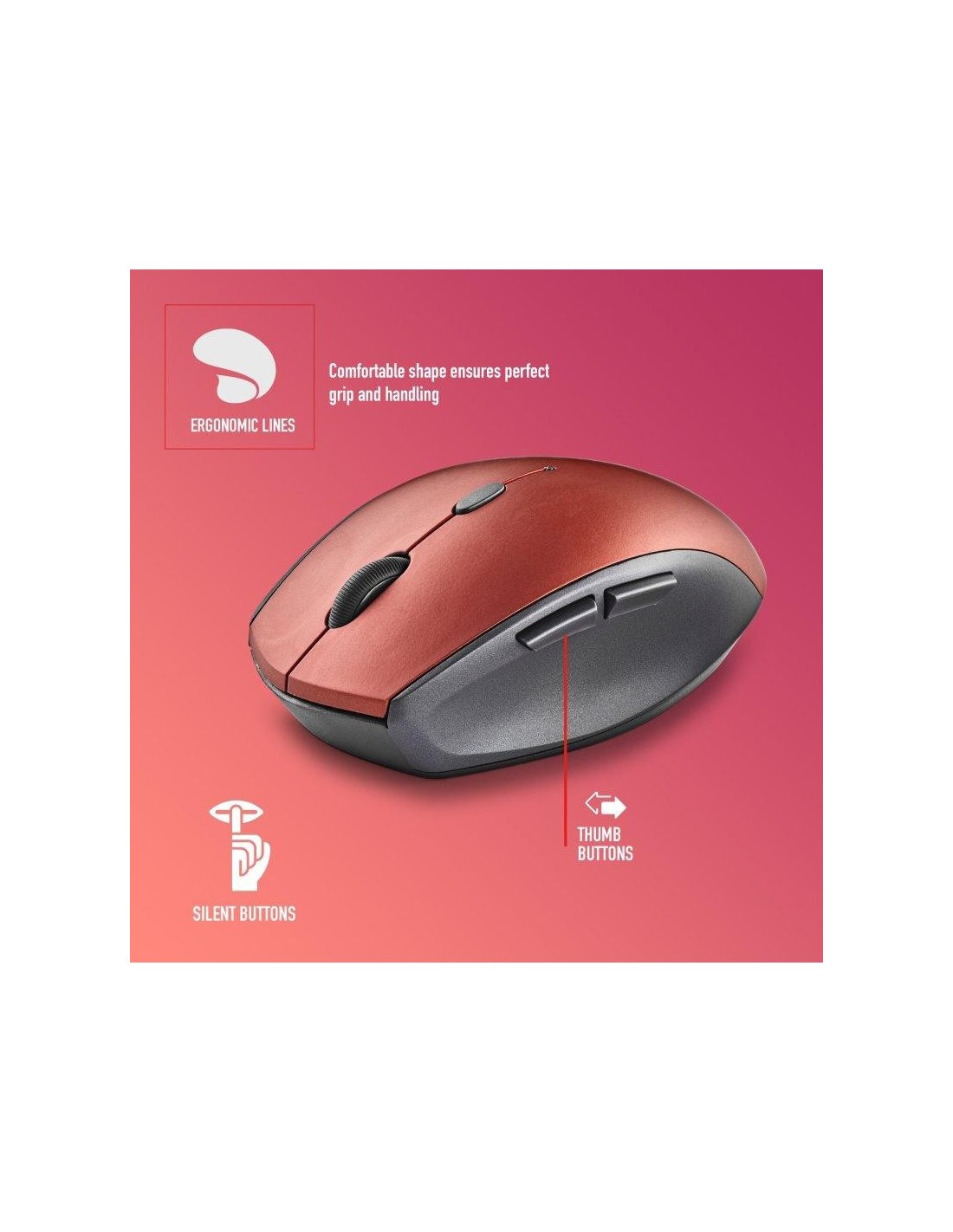 RATON NGS BEE RED ERGONOMICO WIRELESS SILENT RED