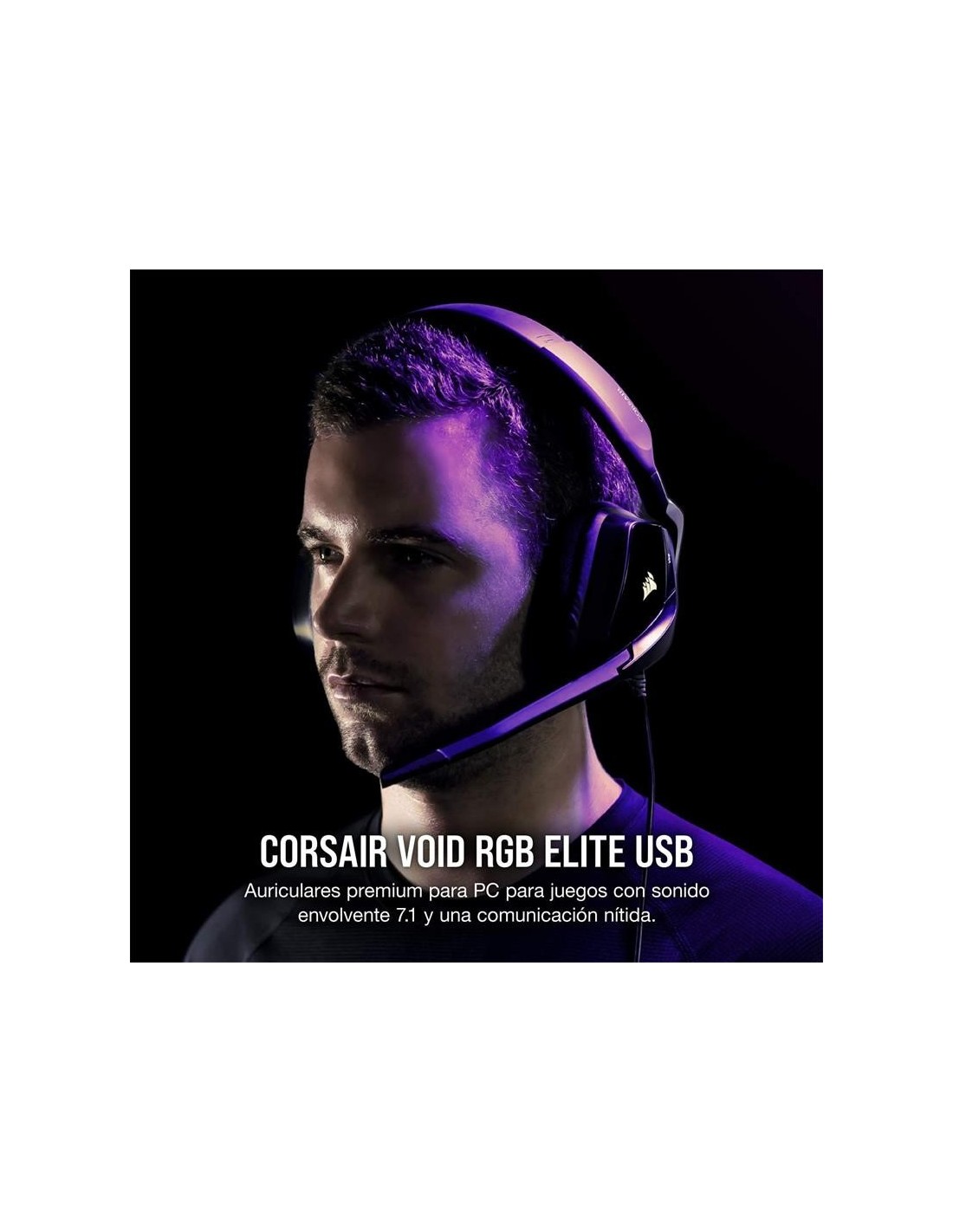 AURICULARES + MICROFONO CORSAIR VOID USB ELITE GAMING HEADSET RGB 7.1 BLACK