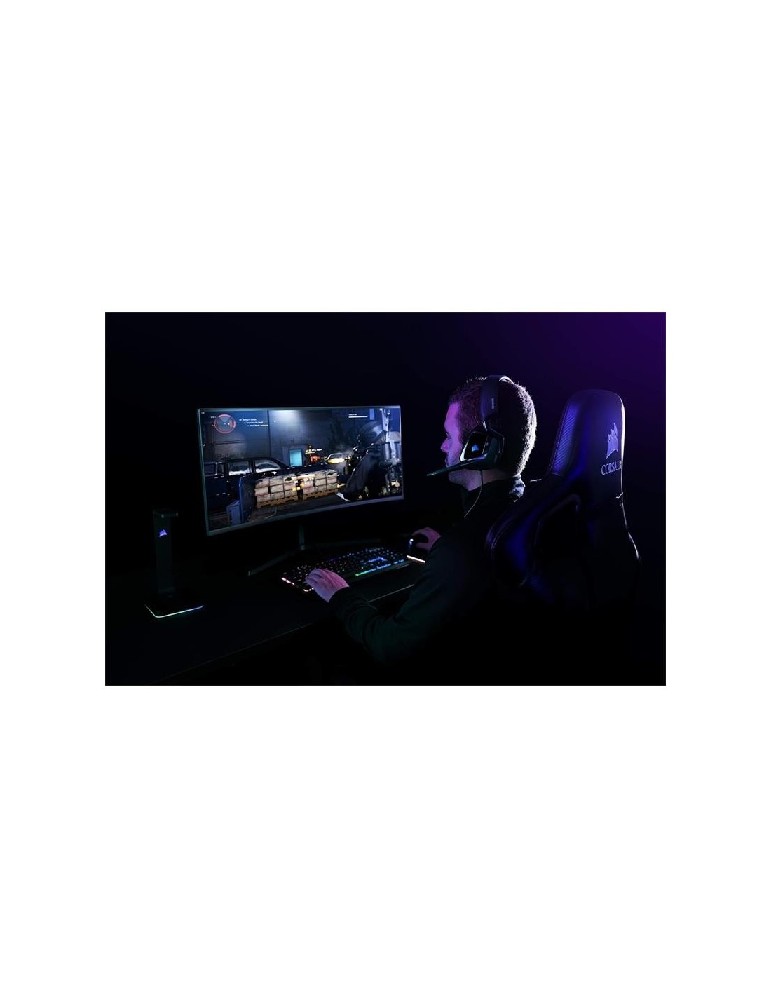 AURICULARES + MICROFONO CORSAIR VOID USB ELITE GAMING HEADSET RGB 7.1 BLACK