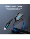 CABLE CONVERSOR VENTION USB-C/M - USB-A/H 15CM BLACK