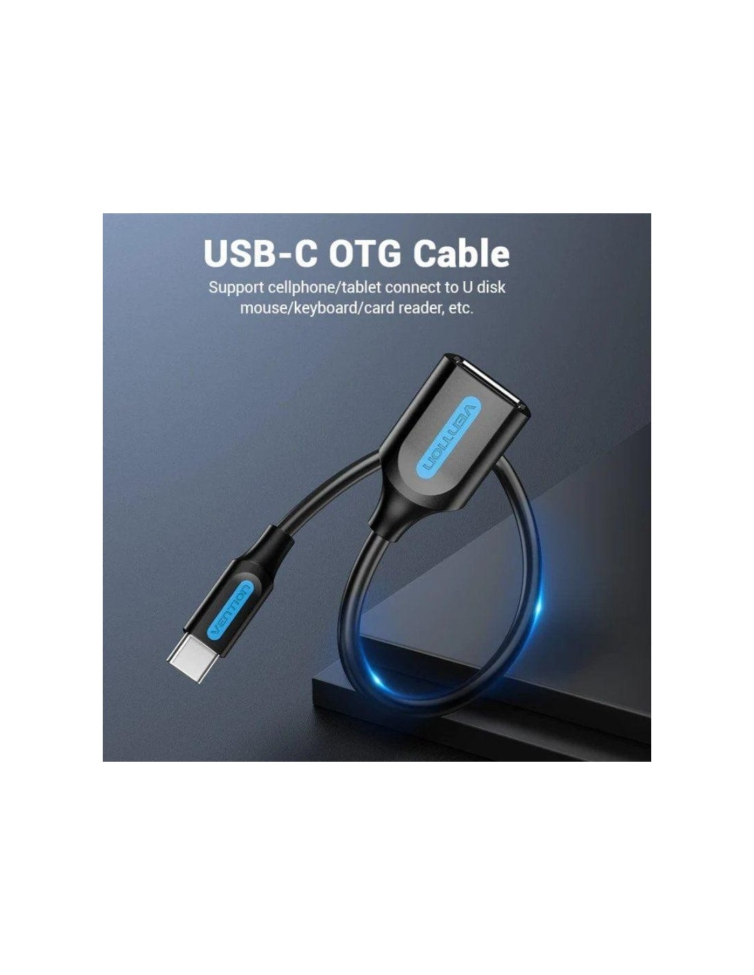 CABLE CONVERSOR VENTION USB-C/M - USB-A/H 15CM BLACK