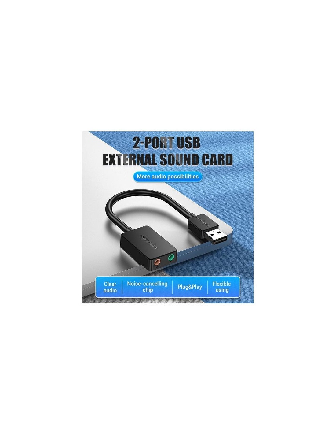 TARJETA DE SONIDO 2.1 VENTION USB-A JACK 3.5MM BLACK