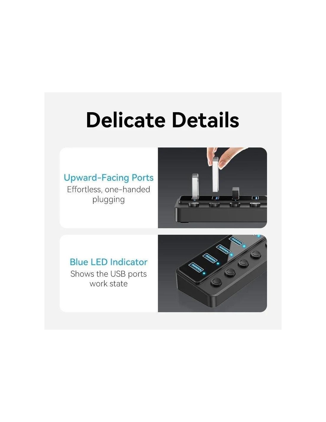 HUB VENTION USB 3.0 7 PUERTOS USB 3.0 INTERRUPTOR BLACK