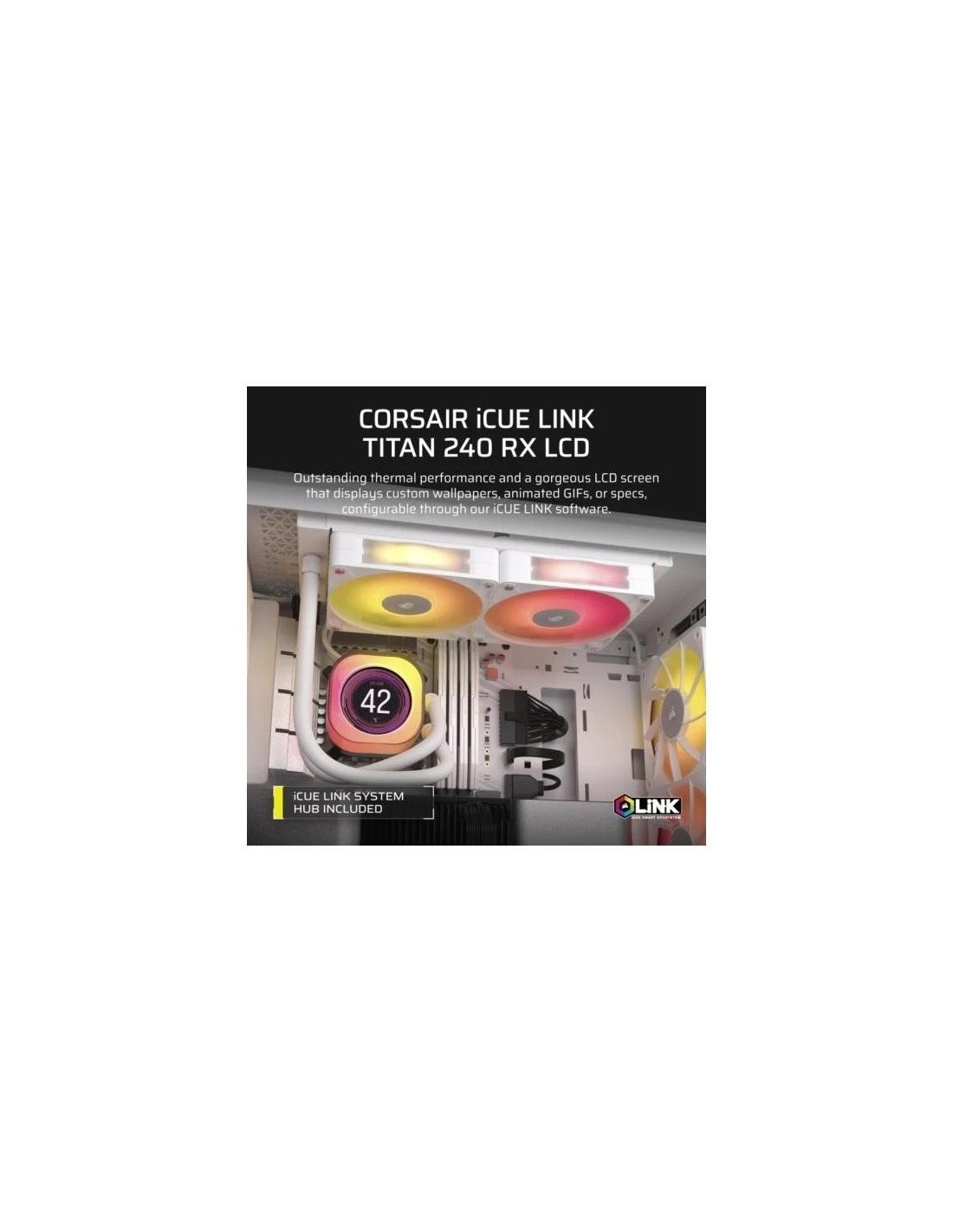 REFRIGERACION LIQUIDA CPU CORSAIR ICUELINK TITAN 240 RX 240MM RGB LCD WHITE