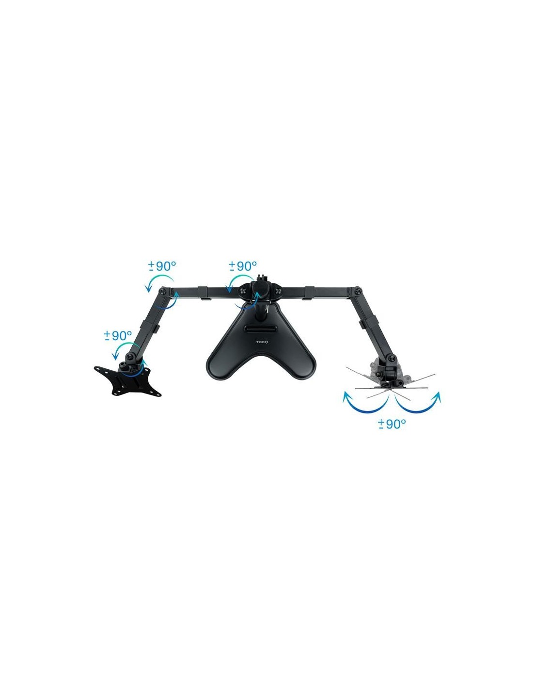 SOPORTE DE MESA MONITOR 2 TOOQ REG.ALTURA GIR. INCL. 9KG BLACK