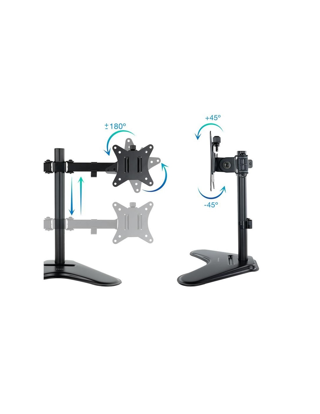 SOPORTE DE MESA MONITOR 2 TOOQ REG.ALTURA GIR. INCL. 9KG BLACK