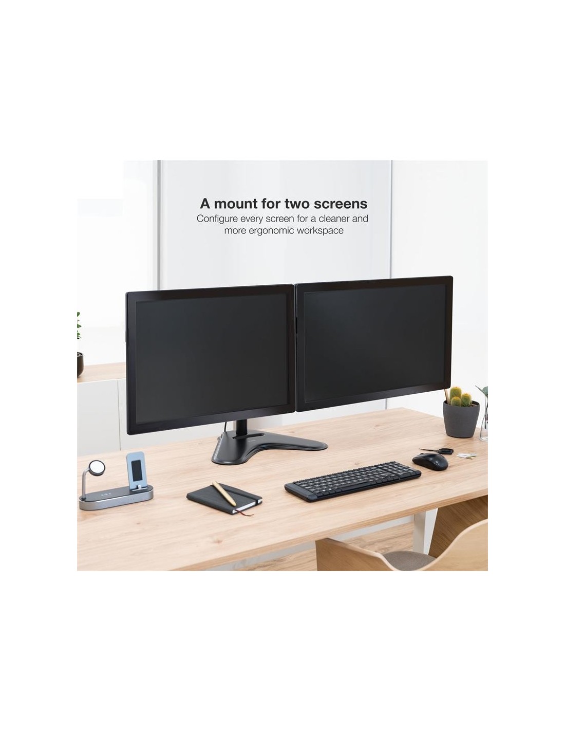 SOPORTE DE MESA MONITOR 2 TOOQ REG.ALTURA GIR. INCL. 9KG BLACK
